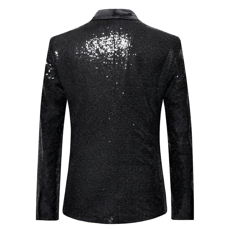 Keston Men’s Sequin Party Blazer – Shawl Lapel Single-Button Evening Jacket for Parties & Events