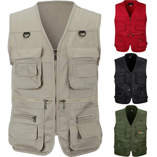 Men’s Utility Gilet – Multi-Pocket Zip-Up Cargo Vest
