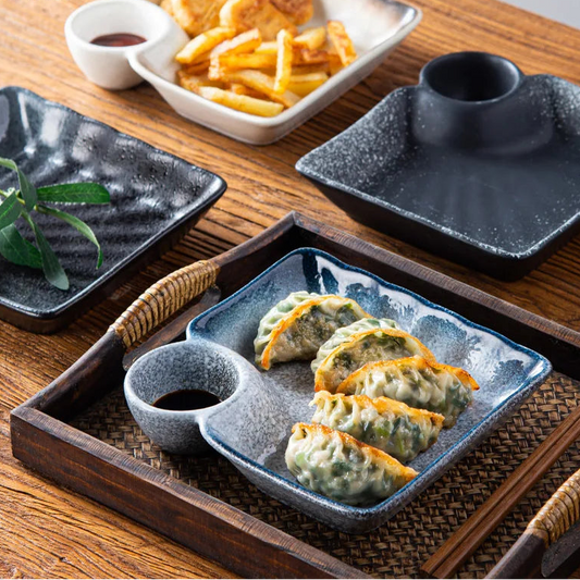 Namiya Ceramic Dumpling Serving Plate – Dipping Sauce, Sushi & Snack Dish