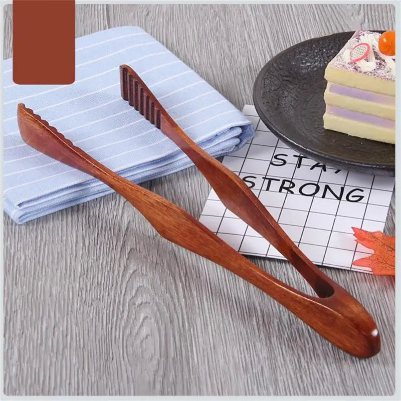 Wooden Kitchen Tongs – 1 Piece Heat Resistant Cooking & Serving Utensils for Grilling, Salad, Bread & BBQ