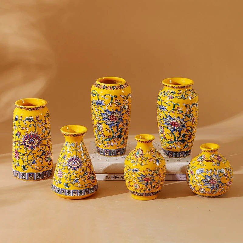 Seravelle Floral Ceramic Vase – Decorative Flower Vase for Living Room, Table Centrepiece & Home Décor (Red, Blue, Light Blue , Ivory & Yellow)
