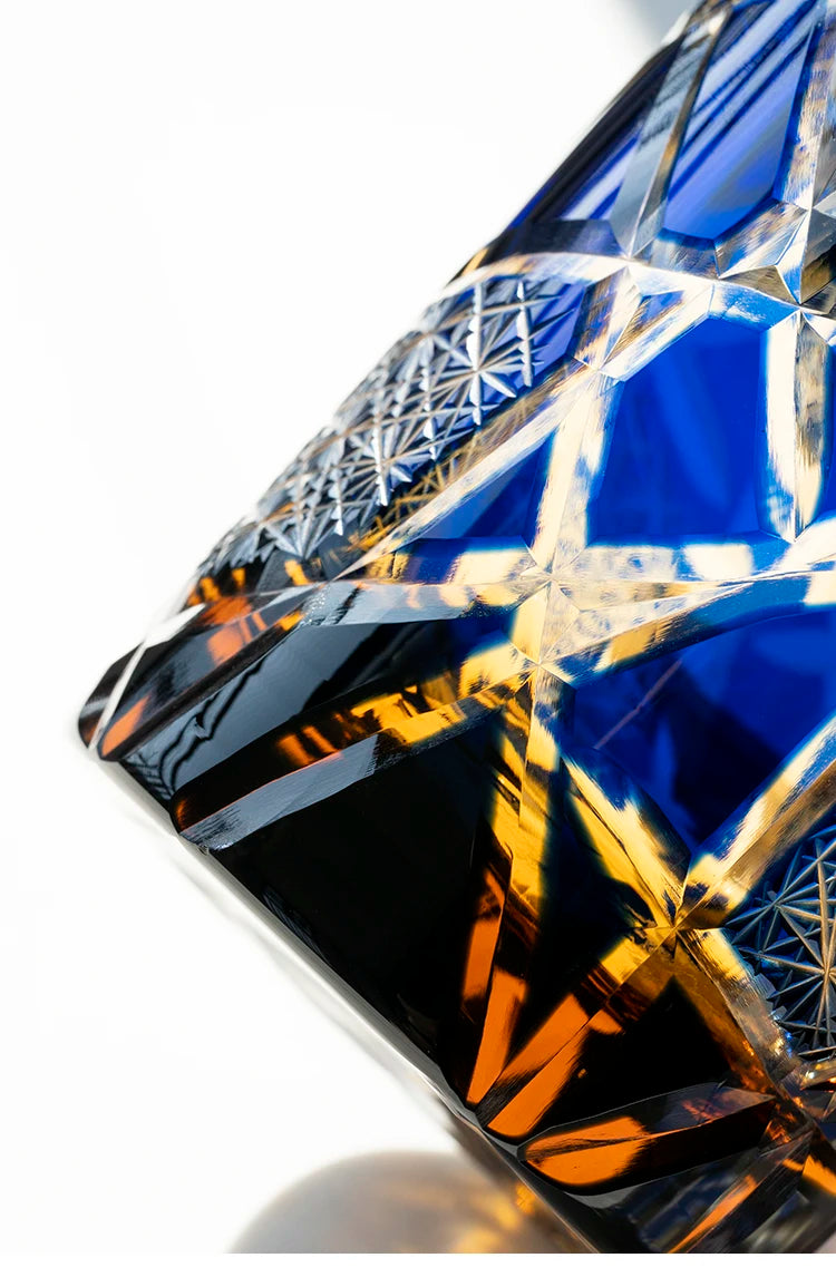 Edo Kiriko-Inspired Hand-Cut Whisky Tumbler – Japanese Crystal Glass Old Fashioned Cup 250ml Luxury Barware Gift