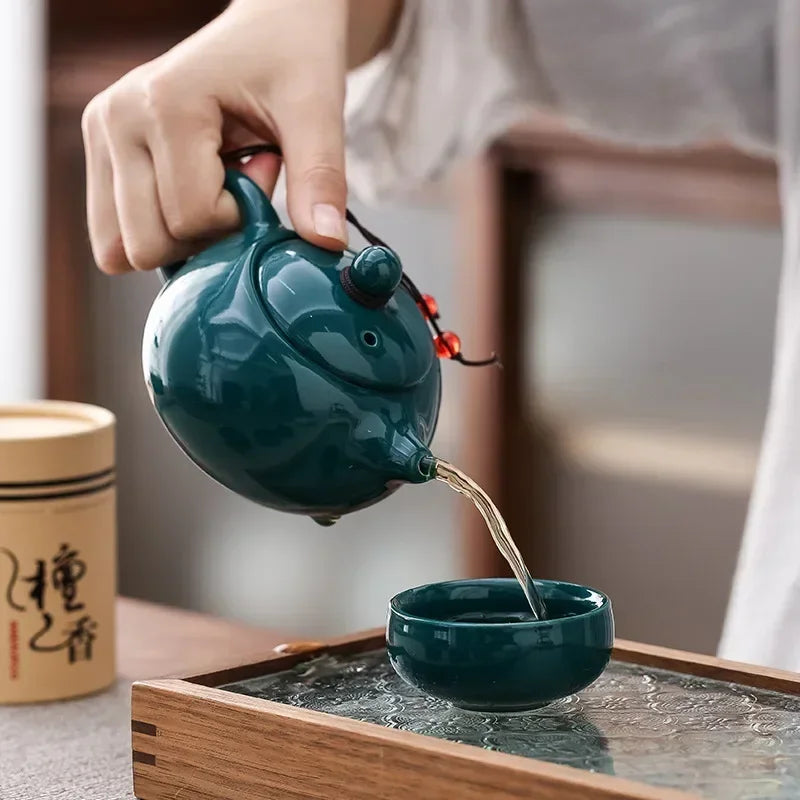 Ceramic Tea Set Gift Box with Teapot & Cups – Portable Travel Tea Brewing Kit