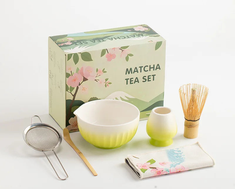 Zen Matcha Gift Set – 6-Piece Japanese Matcha Tea Making Kit with Ceramic Bowl, Whisk, Scoop & Sifter