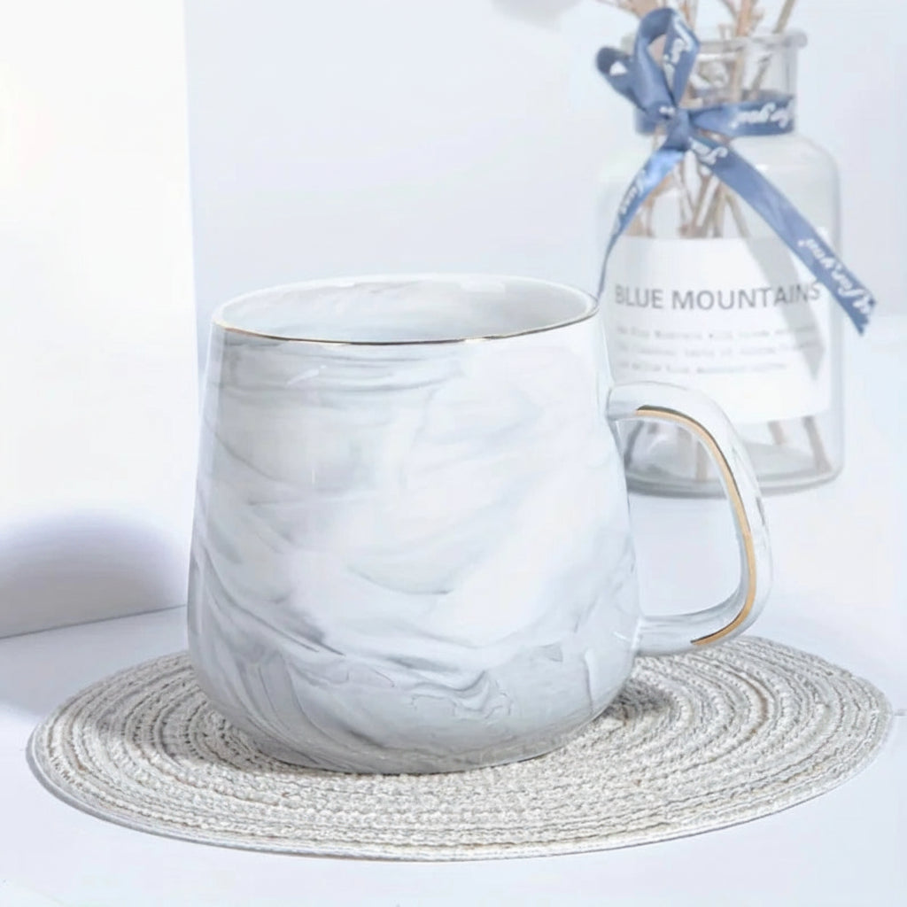 Marvelle Ceramic Tea & Coffee Mug – Gold Rim