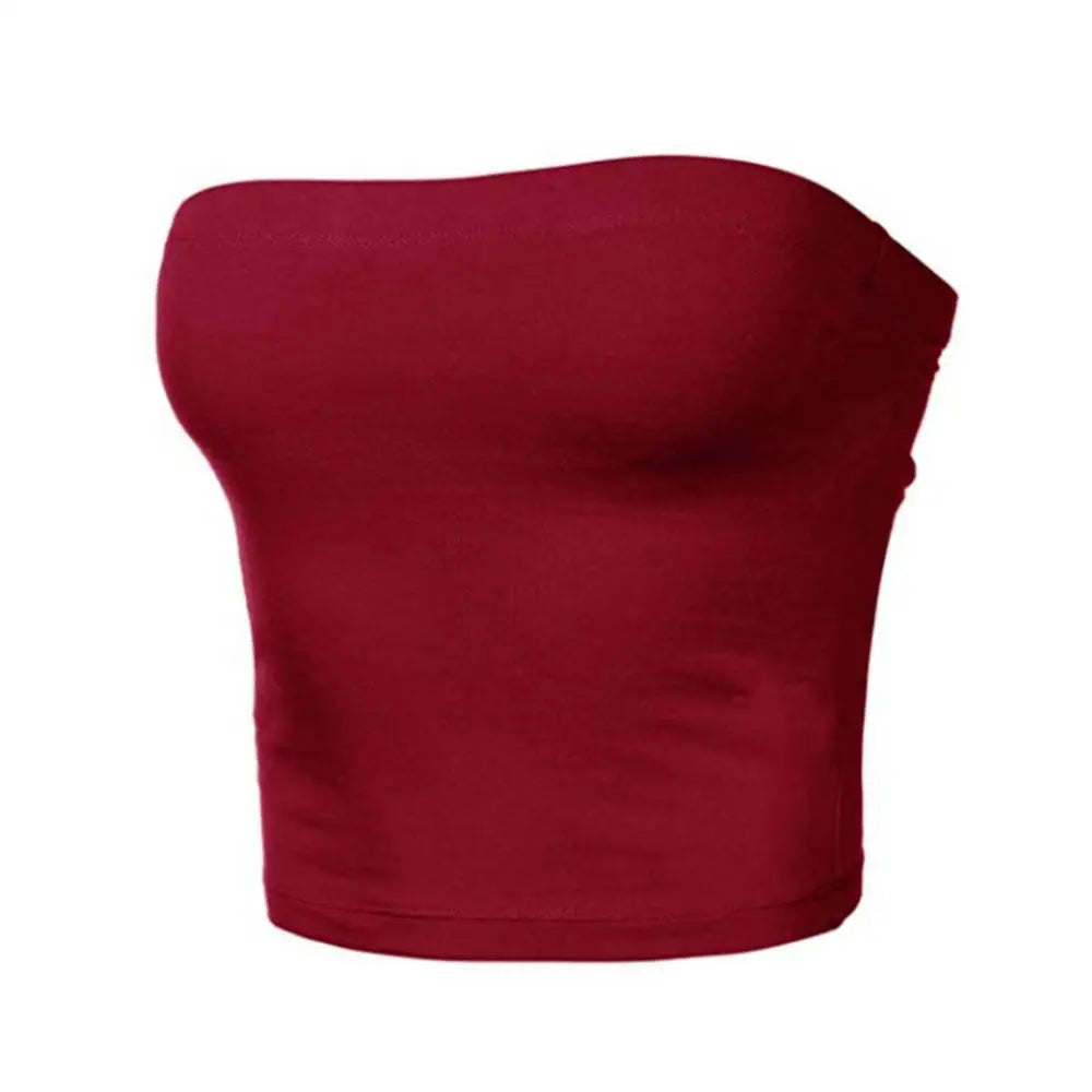 Kaia Strapless Bandeau Crop Top – Fitted Tube Top in Various Colours for Women