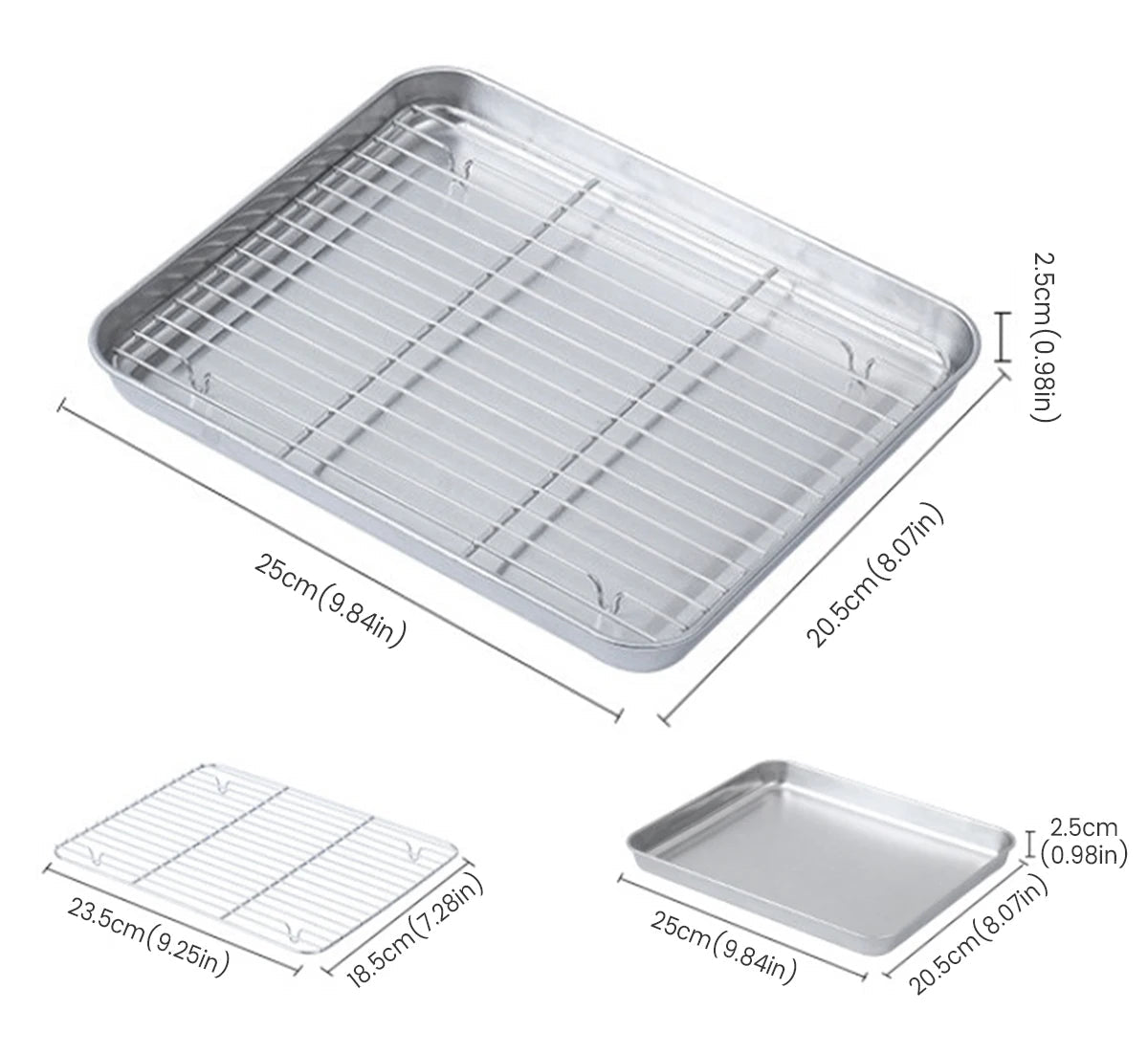 Stainless Steel Baking Pan with Cooling Rack – Oven Tray for Cookies, Grilling & Roasting