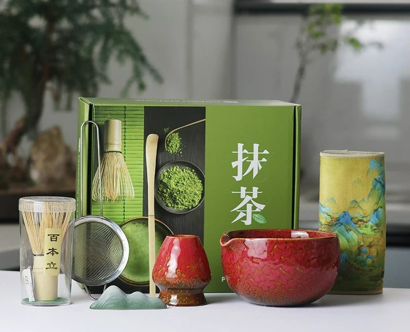 Sahori Japanese-Style Matcha Tea Set – 2, 5 or 7 Piece Matcha Bowl and Bamboo Whisk Set