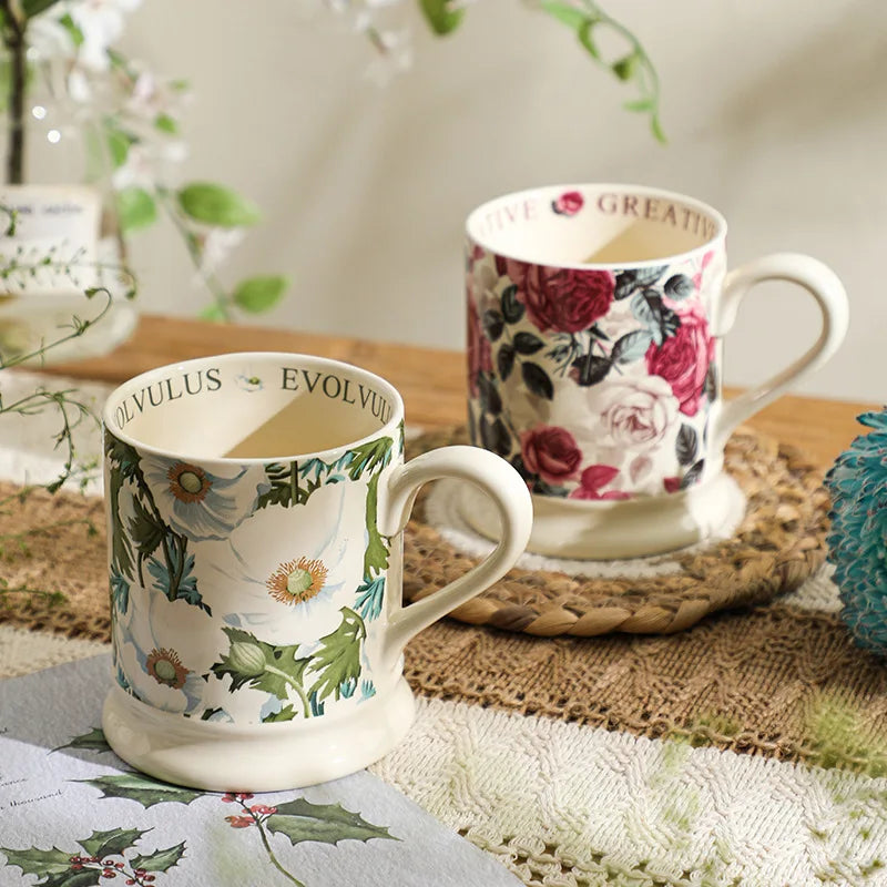 Blossom Pattern Coffee and Tea Mug – Ceramic Floral Cup 380ml Decorative Drinkware