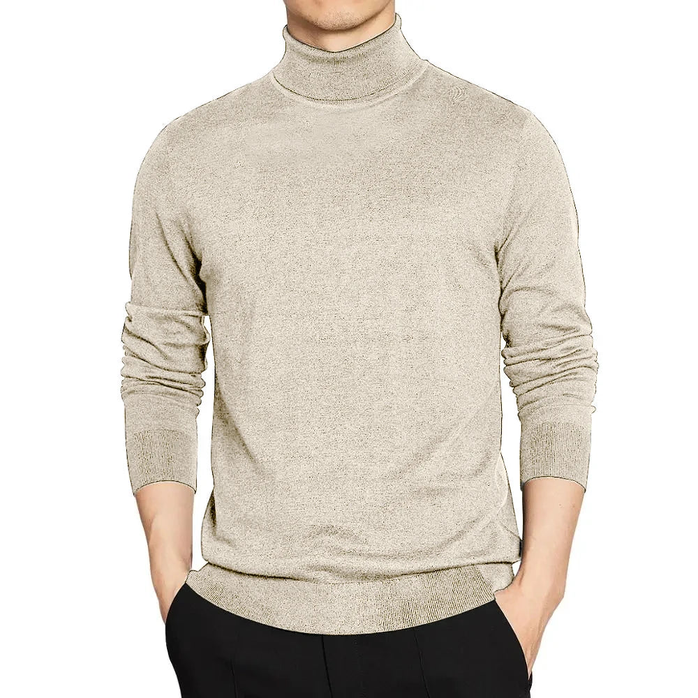 Men’s Roll Neck Jumper – Lightweight Knitted Pullover Sweater for Autumn and Winter Layering