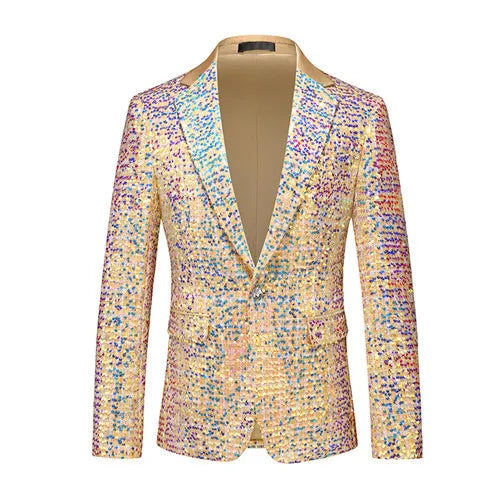 Rivaro Men’s Sequin Event Jacket – Single-Breasted Shawl Lapel Evening Blazer for Parties & Occasions