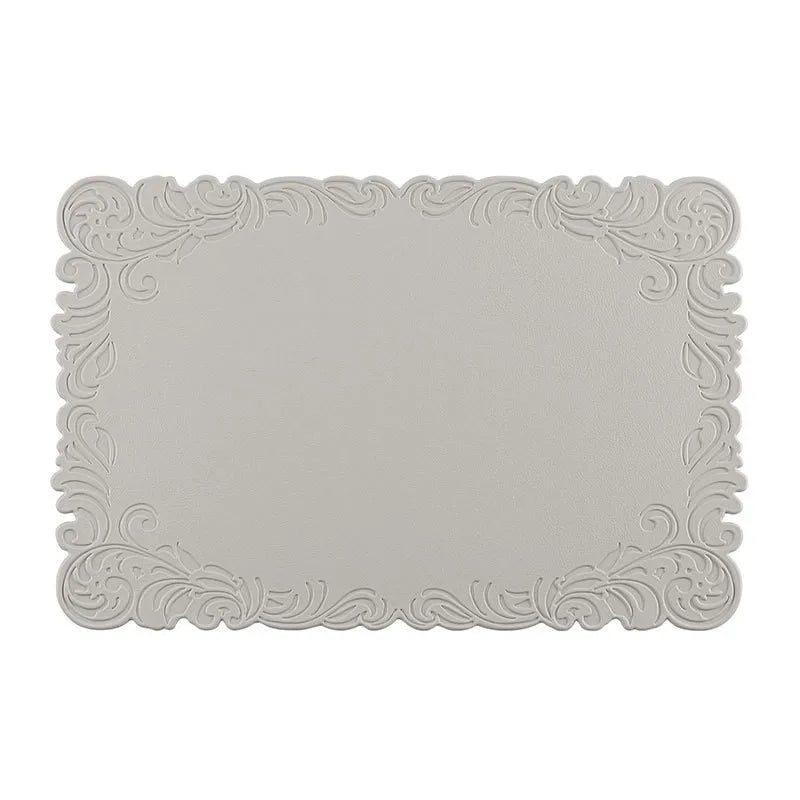 Verra Faux Leather Table Mats – Decorative Edge Non Slip Washable Dining Table Mats Set