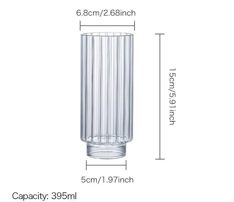 Rivelle Ribbed Highball Glass – Tall Cocktail & Juice Glass