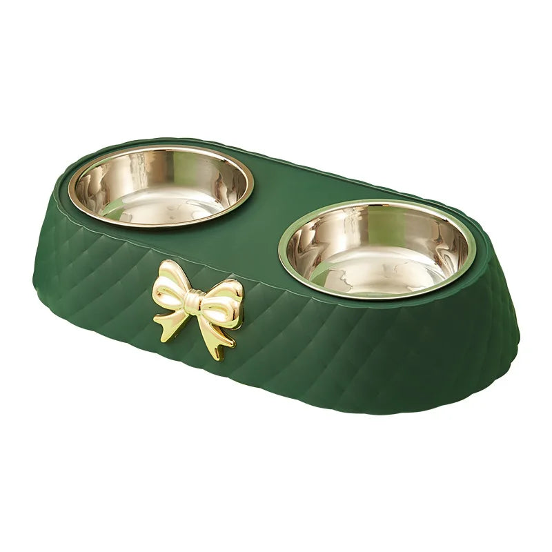 Double Pet Bowl with Stainless Steel Inserts