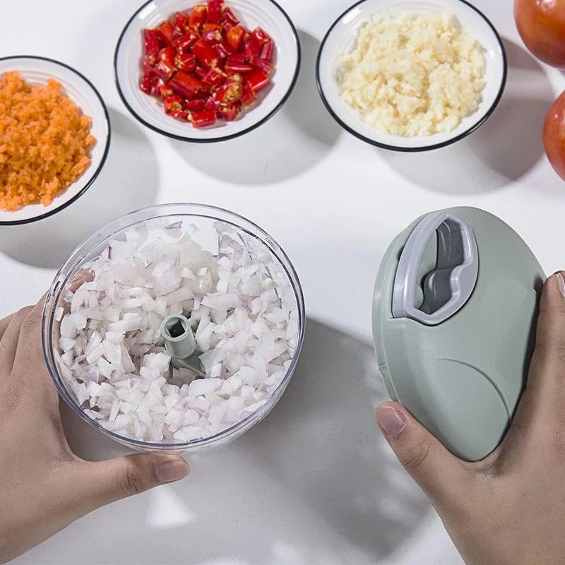 Manual Vegetable Chopper and Garlic Press – 500ml & 900ml Hand-Pull Food Cutter for Onion, Meat, Herbs, Fruit & More