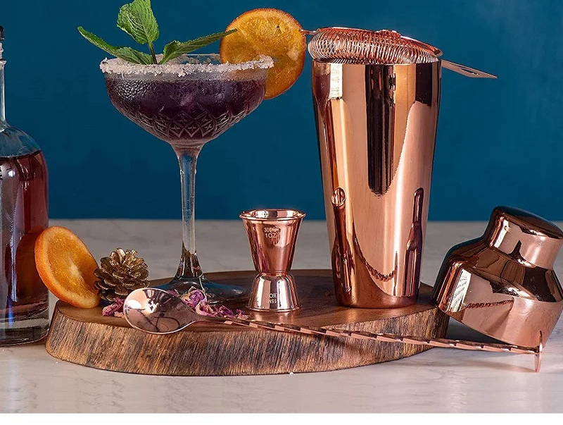 Cocktail Shaker 10-Piece Set with Bamboo Stand – Stainless Steel Mixology Bar Kit for Home Entertaining & Bartending