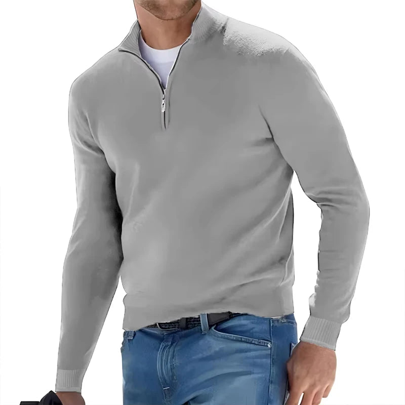 Men's Quarter-Zip Pullover Sweater, Casual Knit Long Sleeve