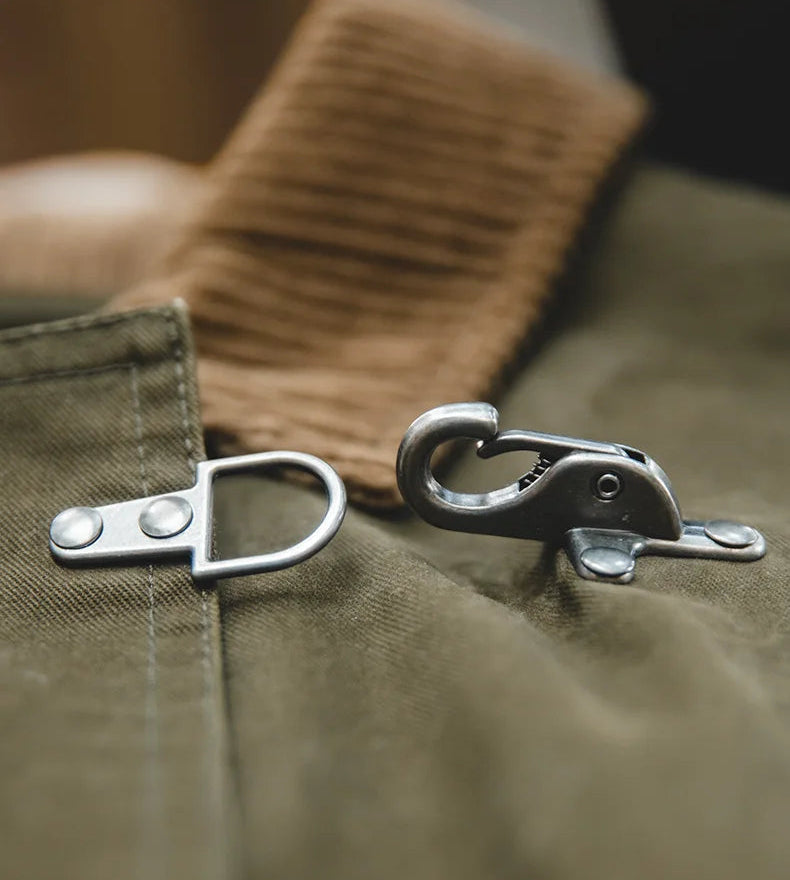 Kenslow Men’s Cotton Utility Trench Coat – Toggle Front Jacket with Corduroy Collar