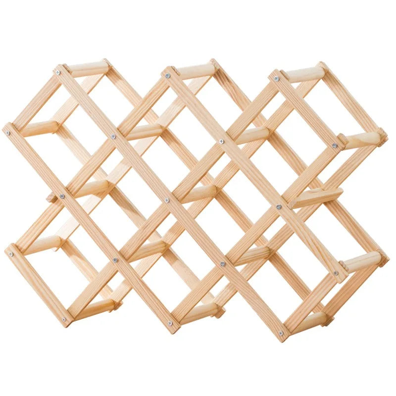 Foldable Wooden Wine Rack – Stackable Bottle Holder Stand for Kitchen & Home Storage, 5 or 10 Bottle Capacity