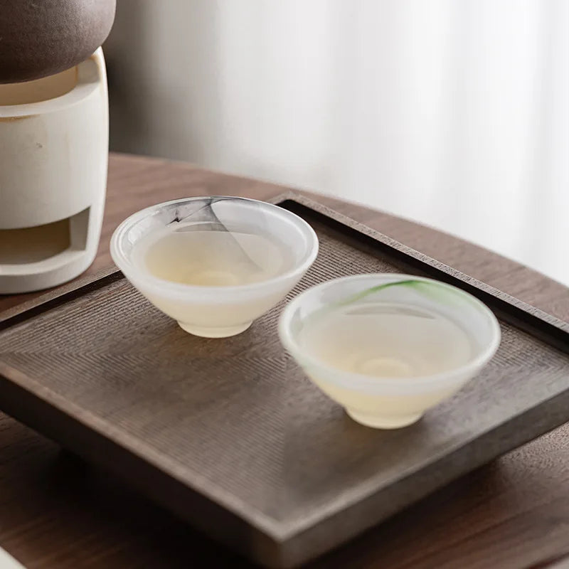 Mizoru Glass Tea Cup Gift Set – 4 Piece Small Tea Cups with Gift Box for Tea Serving, Espresso Cups and Tableware Set