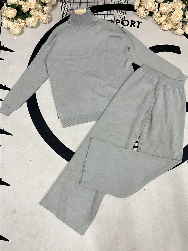 Knitted Co-Ord Set - Plain & Ribbed Knit