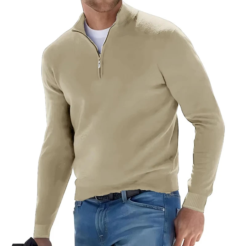 Men's Quarter-Zip Pullover Sweater, Casual Knit Long Sleeve