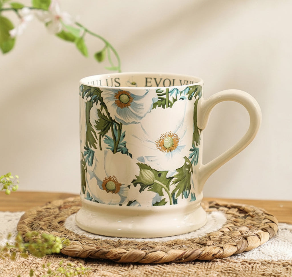 Blossom Pattern Coffee and Tea Mug – Ceramic Floral Cup 380ml Decorative Drinkware