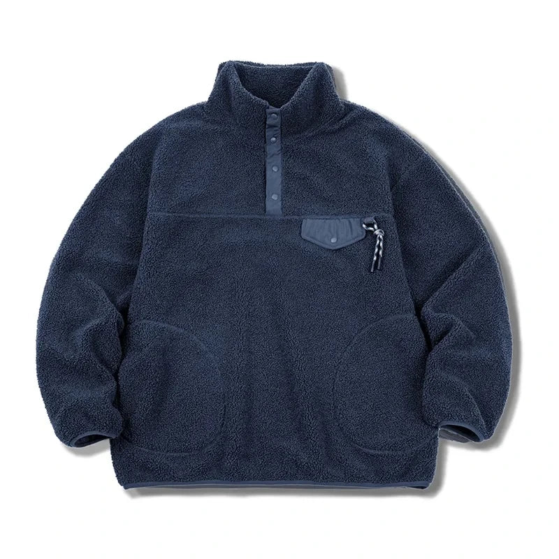 Kael Men's Winter Fleece Hoodie – Urban Outdoor Half-Open Snap-T Pullover Sweatshirt
