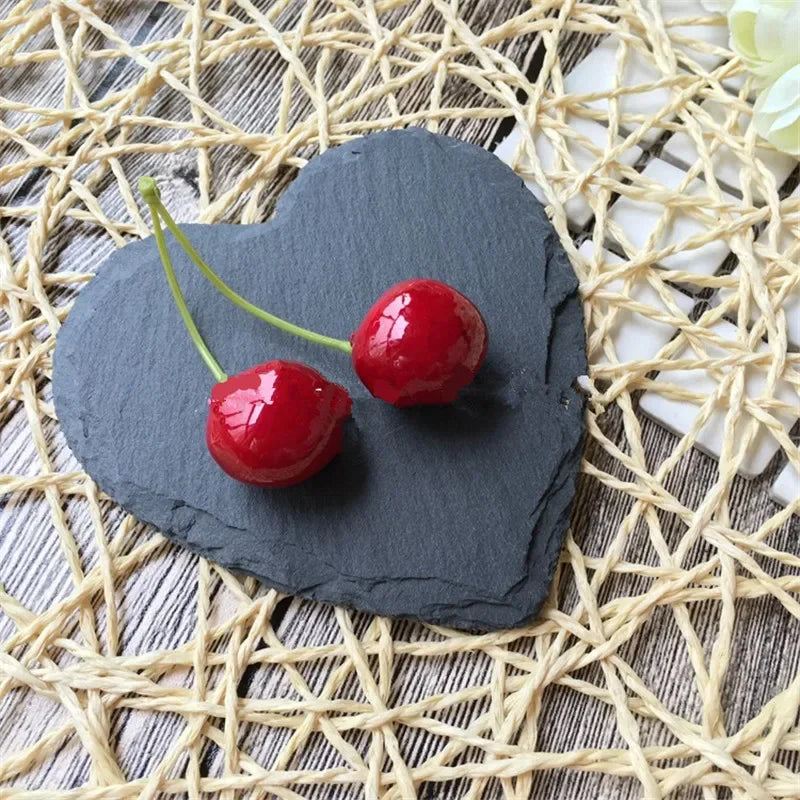 Heart Shaped Black Slate Plate – Natural Stone Cheese Board, Sushi Serving Platter, Cake & Pizza Tray for Weddings, Parties & Home Dining
