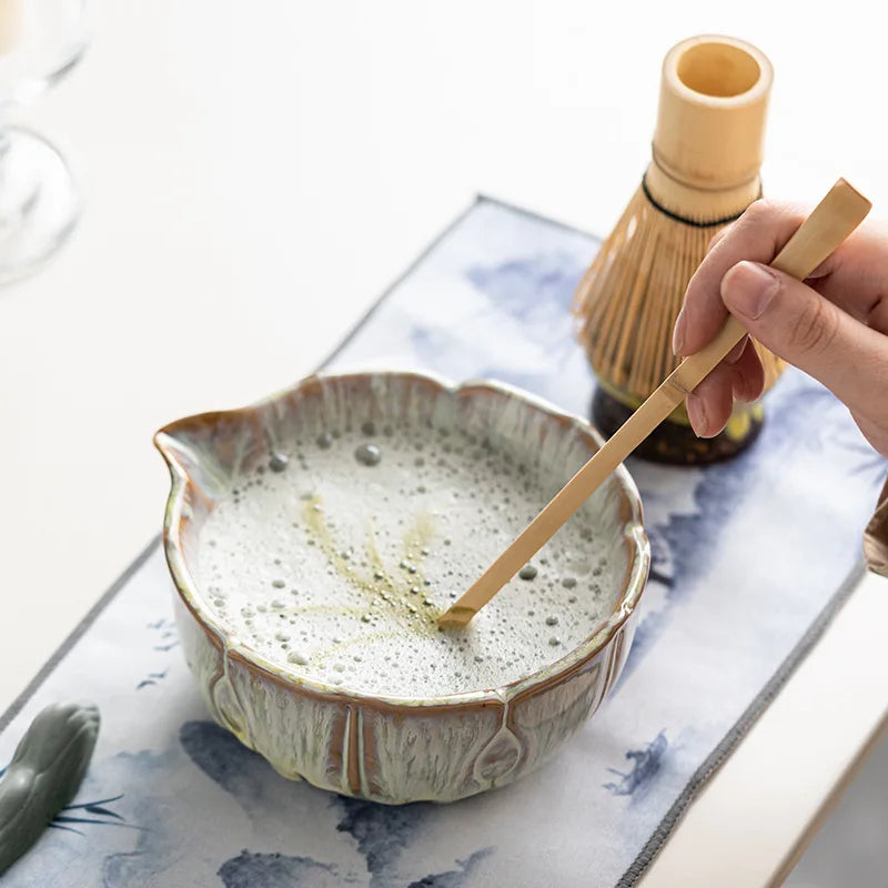 Lotus Matcha Gift Set – Traditional 8 Piece Japanese Matcha Tea Set with Bowl, Whisk, Scoop & Accessories
