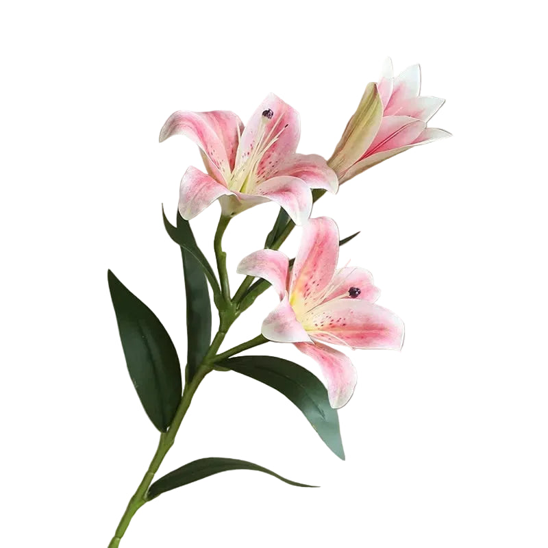Liliara Lily Stem – Faux Lily Flower Branch with 3 Heads for Vase Styling, Wedding Flowers and Home Décor