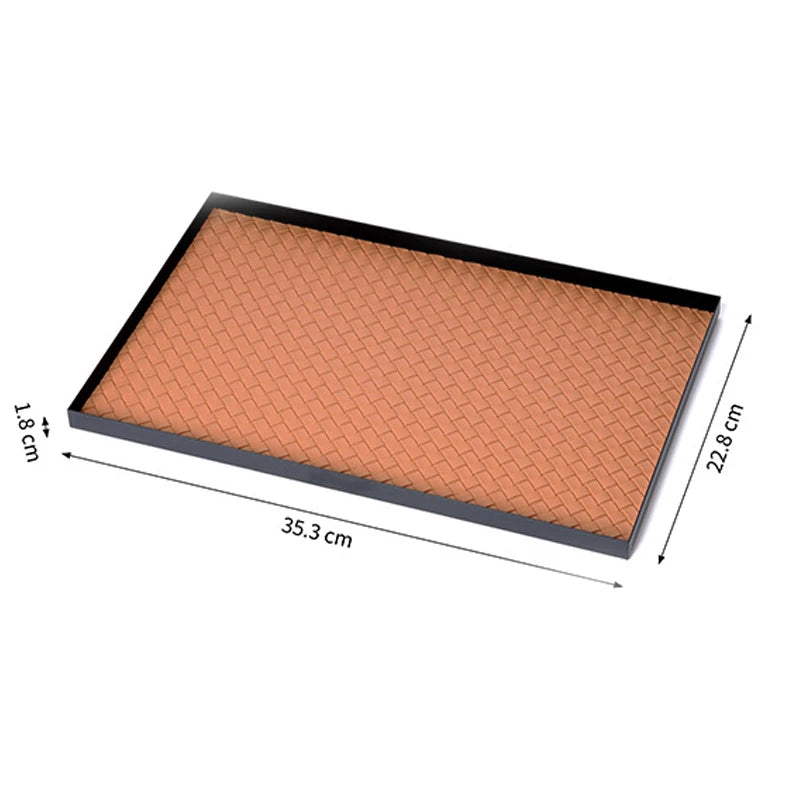 Luxury Leather Storage Tray – Elegant Organiser for Entryway, Desk & Dressing Table in Orange, Black & Cream