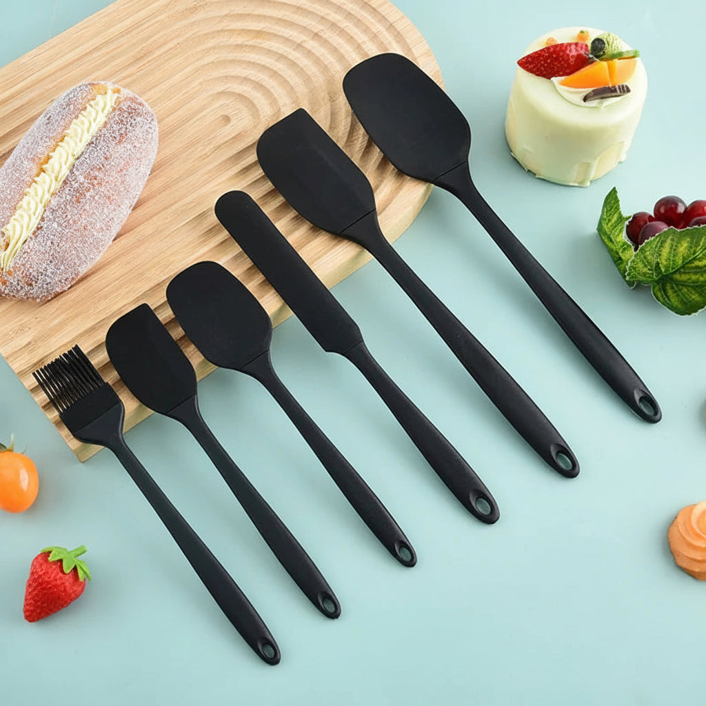 Silicone Kitchen Utensil Set 6 Piece – Heat Resistant Spatula Set for Cooking & Baking, Non Stick Kitchen Tools