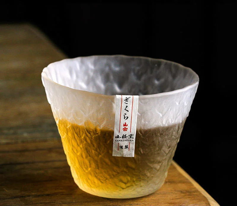 Yukari Frosted Whisky Glass – Japanese Hammered Crystal Tumbler with Wooden Gift Box (200ml)