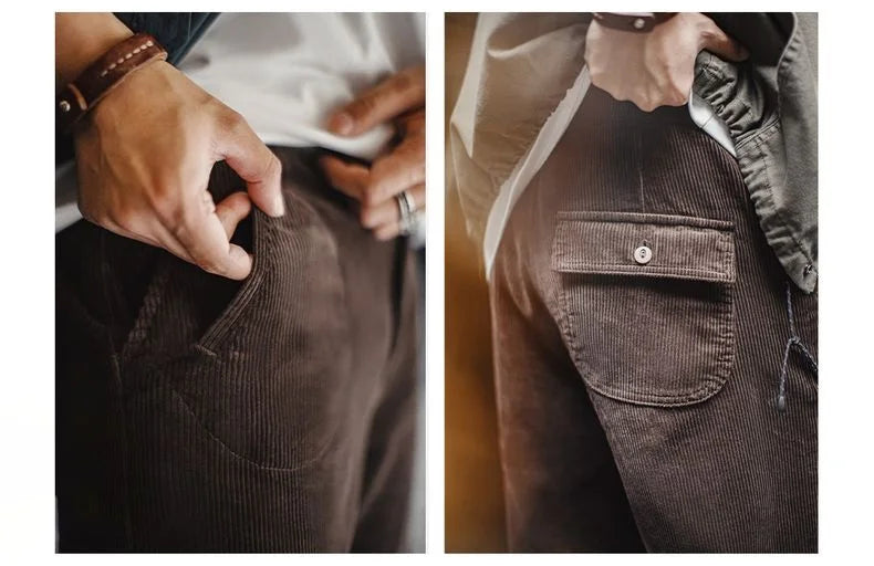 Ashcroft Corduroy Cargo Trousers – Straight Leg Men’s Cord Trousers in 100% Cotton