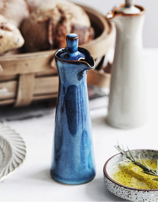 Arden Glazed Ceramic Oil Bottle – 150ml Kitchen Pourer for Olive Oil, Vinegar & Seasoning