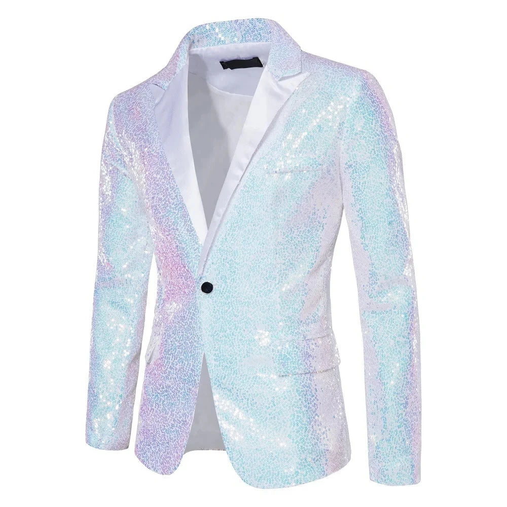 Keston Men’s Sequin Party Blazer – Shawl Lapel Single-Button Evening Jacket for Parties & Events