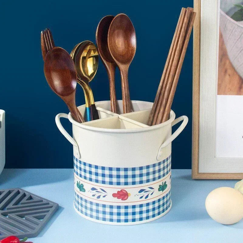 Enamel Utensil Holder – Vintage Kitchen Utensil Pot & Cutlery Storage Jar