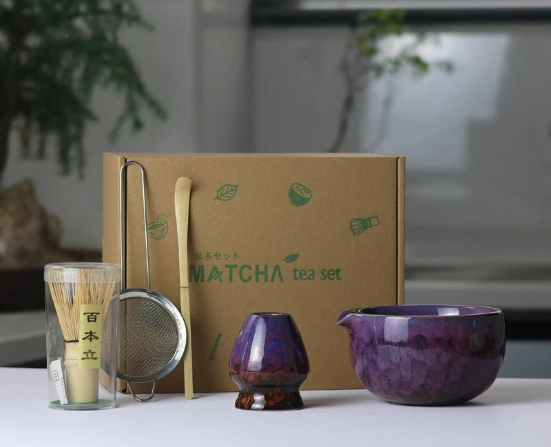 Sahori Japanese-Style Matcha Tea Set – 2, 5 or 7 Piece Matcha Bowl and Bamboo Whisk Set