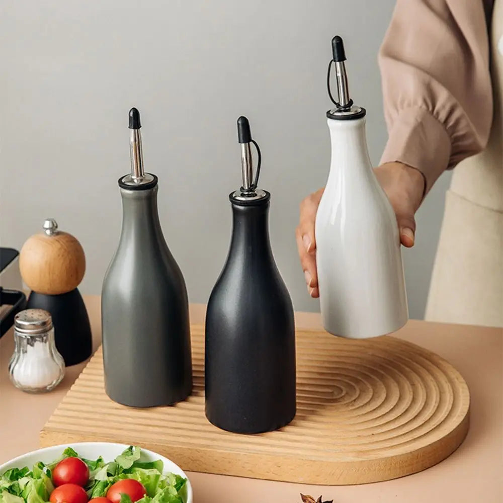 Foundry Ceramic Oil & Vinegar Bottle – Kitchen Pourer for Olive Oil, Vinegar & Cooking Oils