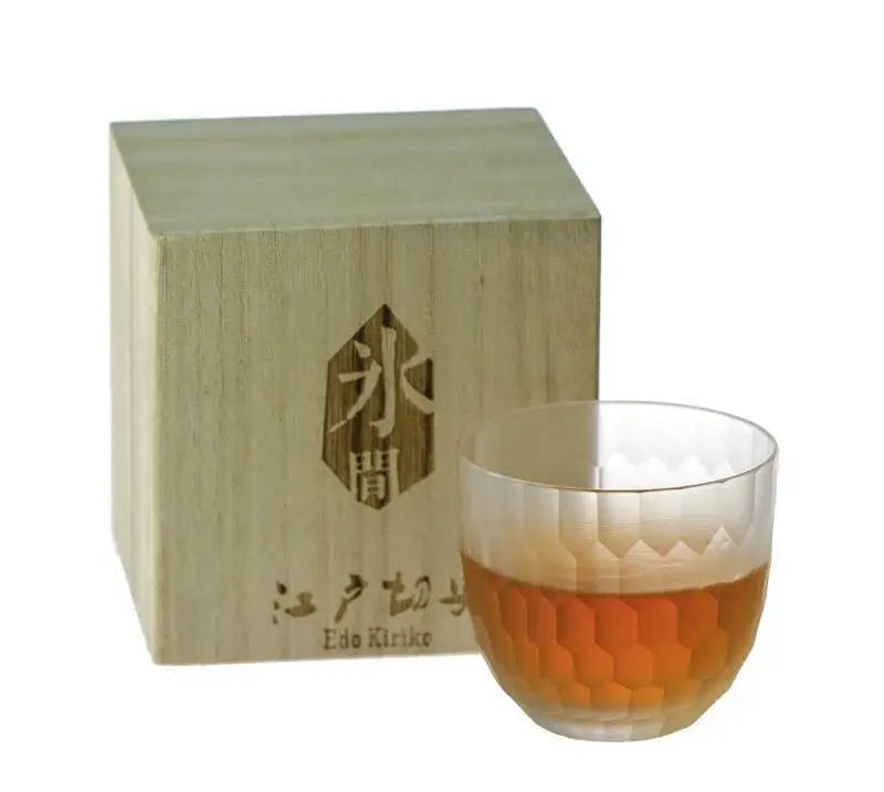Kikko Japanese Style Crystal Whisky Glass with Wooden Gift Box