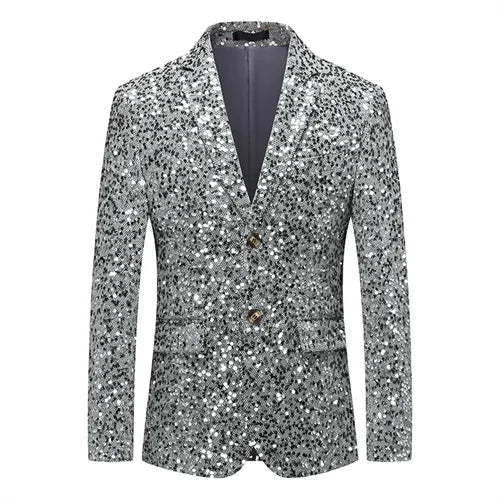 Rivaro Men’s Sequin Event Jacket – Single-Breasted Shawl Lapel Evening Blazer for Parties & Occasions