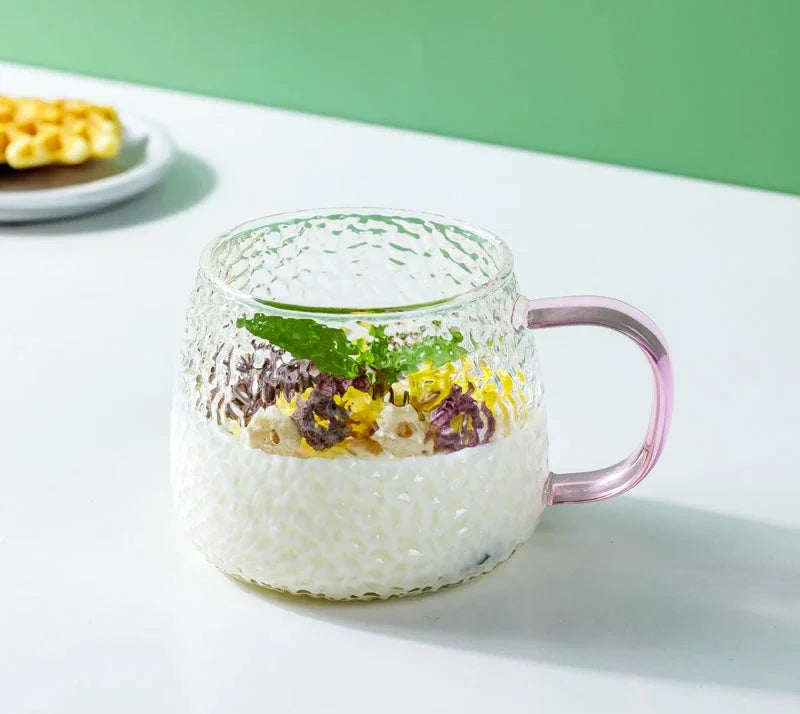 Lumea Textured Glass Tea & Coffee Mug – Clear Everyday Drinking Cup
