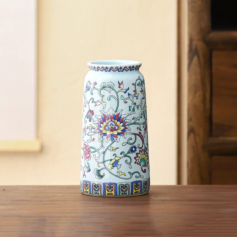 Seravelle Floral Ceramic Vase – Decorative Flower Vase for Living Room, Table Centrepiece & Home Décor (Red, Blue, Light Blue , Ivory & Yellow)
