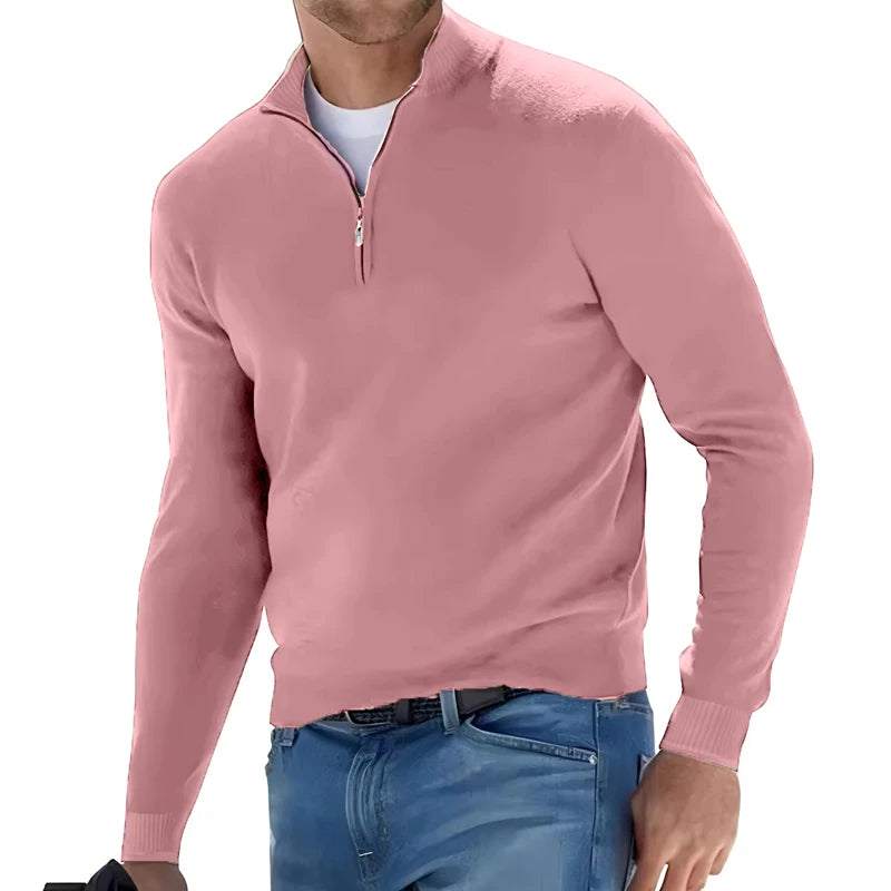 Men's Quarter-Zip Pullover Sweater, Casual Knit Long Sleeve