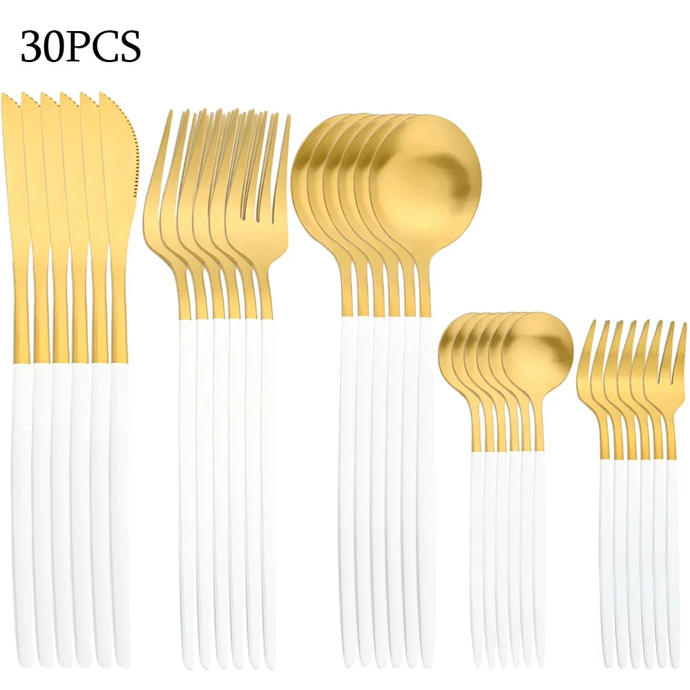 Avelion Cutlery Set 30 Piece – Stainless Steel Knife Fork Spoon Dining Tableware Set