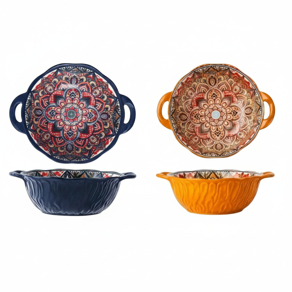 Narelle Bohemian Ceramic Serving Dish & Oven Plate – Patterned Bakeware for Roasting, Baking and Table Serving