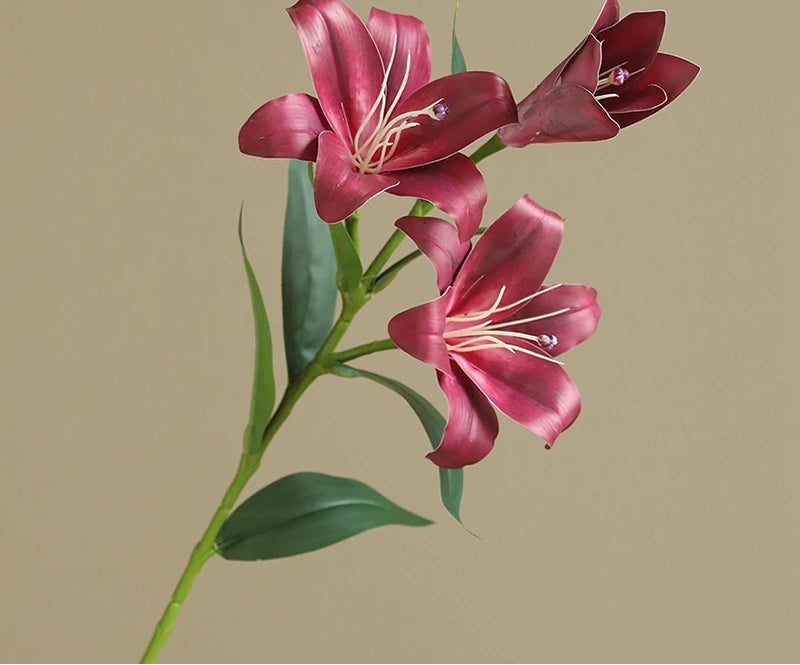 Liliara Lily Stem – Faux Lily Flower Branch with 3 Heads for Vase Styling, Wedding Flowers and Home Décor
