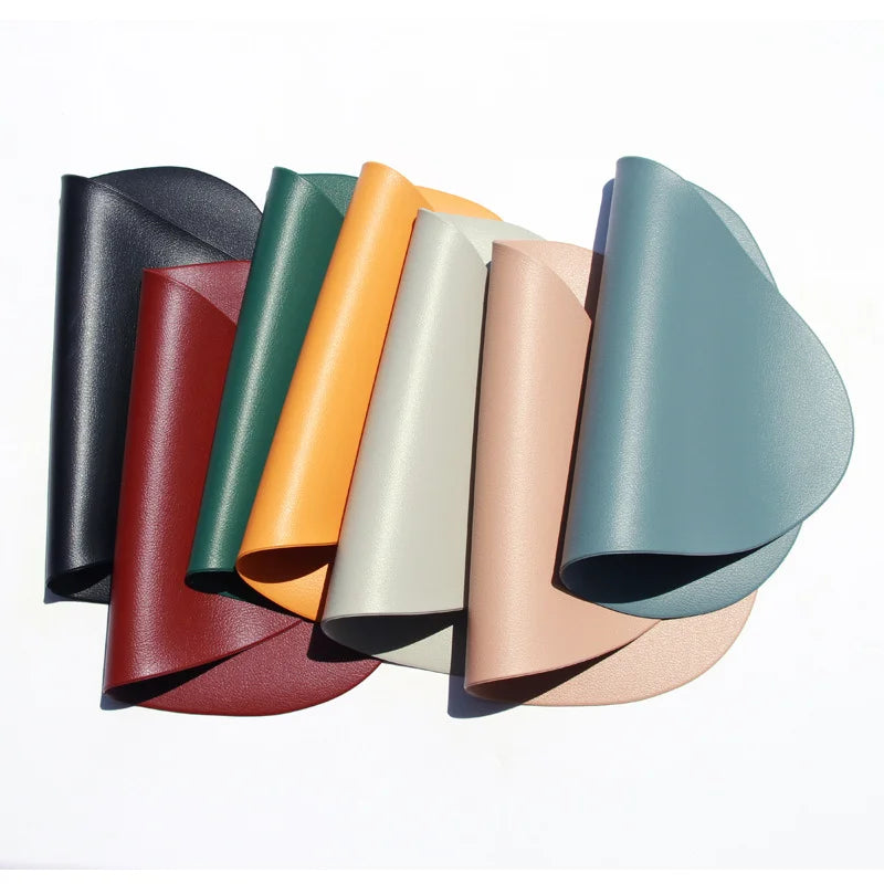 Forma Faux Leather Placemats and Coasters Set – Non Slip Heat Resistant Table Mats Dining Table Place Settings 1 Piece 4 Piece or 6 Piece Sets
