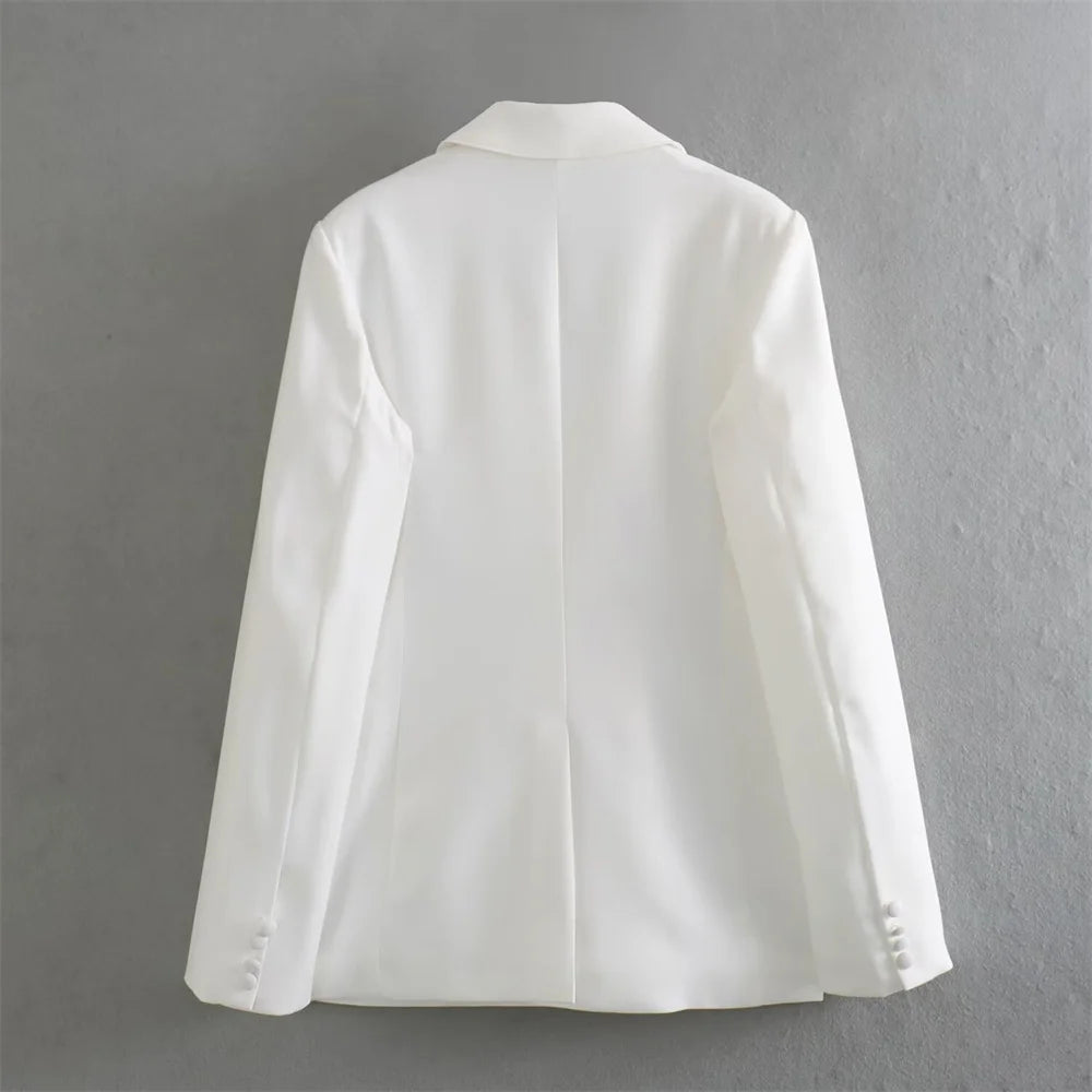 White Double-Breasted Jacket &  Mini Skirt Set